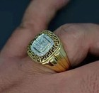Vvs1 Round Cut Lab-created Diamond Men s Anniversary 14k Yellow Gold Finish Ring