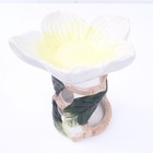 Tea Light Holder Floral  Leaf Design  Ceramic Woodland Yellow  Green