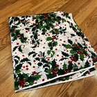 Vintage Christmas Green   Red Holly On White Holiday Fabric 1 5 Yards 60    Wide