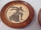 Vtg Wall Hanging Silhouettes Round Wood Framed Victorian Courting Skating Scene