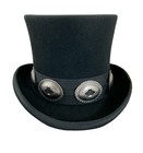 Black 100  Wool Felt Top Hat Concho Band Victorian Costume Slash Mad Hatter Usa 