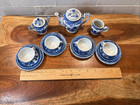 Vintage Blue Willow Porcelain Child s Doll Tea Set Made In Japan 15 Piece