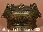 5  Old China Copper Carving Dynasty Palace People Ride Horse Drum Statue