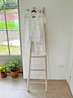 Moon River Short Sleeved 100  Cotton White Pyjamas Short Sleeve White Pink Trim