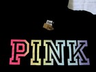 Lot Victoria Secret Pink Rainbow Black Pullover Hoodie Sweatshirt L Pant Xl Set