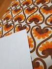 Awesome Rare Vintage Mid Century Retro 70s 60s Org Brn Floral Curls Fabric  Look