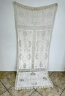 Antique French White Linen Cut Work Curtain Panel Tablecloth Bedcover 40    X 96   