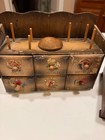 Vintage Wood Sewing Box Storage Kits Organizer  drawer Brown Cabinet Shelf Duck