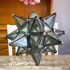 Vintage Moravian Star Tealight Lantern Glass   Metal 7   