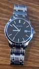 Mens Stainless Steel Bulova Watch With Black Face   Date  96b223   New Battery  
