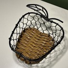 Apple Shaped Woven Wicker Basket With Black Wire