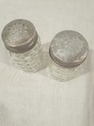 Vtg Salt Pepper Shakers Anchor Hocking Clear Cut Glass Waffle Pattern Easy Grip