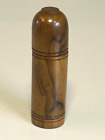 Antique Sewing Kit Etui Treen Wooden Bullet Shape Olive Wood 4  Nice