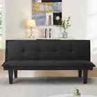 Black Futon Sofa Bed modern Faux Suede Convertible Sofa Bed With 3 Adjustable