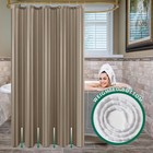 Shower Curtain Fabric Waterrepellent 72x72in Taupe Damask Stripes Bathroom Liner