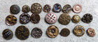 21 Vintage Antique Metal Picture Buttons Floral  11