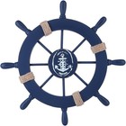 Nautical Ship Steering Wheel - 11  Diameter Wooden Beach Home Wall D  cor With   