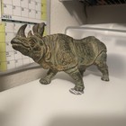 Metal Rhinocero Figurine Decorative Sculpture Textured Green Finish Collectible