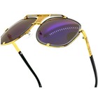 Sunglasses Women Oversize Classic Blue Shades Goggle Retro Gold Alloy Frame 2026