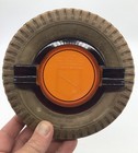 Vintage Rare Colour Rubber 1950s Dominion Royal Tire Amber Glass Ashtray
