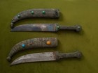 Two Eastern Arabian Ottoman Dagger Knife Shamshir Saif Silver Stone 