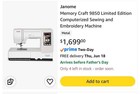 Janome Memory Craft 9850 Limited Edition Sewing Embroidery Machine - New In Box