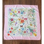 1960s Gucci Scarf Silk Print Flora Accornero Flowers Butterflies Insects Pink