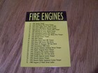 Fire Engines  Check List   1 Trading Card