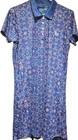 New  William Murray-blue Poly spdx  Womens Ss 5b  Golf Print Summer Dress- l 
