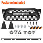 Front Mesh Grille For 2005-2011 Tacoma Bumper Grill Matte Black W 4 Leds