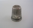 Antique Ketcham   Mcdougall Sterling Silver Thimble  Abstract Tribal Motif   7