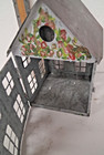 Decorative Galvanized Metal Birdhouse - Hand-painted
