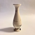 Vtg Swirl Ceramic Pottery Bud Vase 6 25  High Black Off White Marble-like Signed
