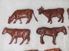 Lot Of 13 Marx Happi Times Farm Brown Plastic Animals Lot 2 Cows Horse