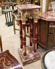 French Louis Xvi Marble Topped Wine Red Pedestal Column Gold Leaf Details