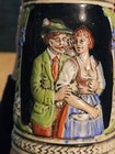 Vintage Gerz German Beer Stein 6  Relief Tavern Scene Pewter Lid 95  Zinn   