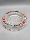 Vintage Carling Lager Black Pub Ashtray Round 3 Spot Clear Glass Ash Tray Rare