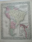 One  1  1867 Mitchell  Atlas Map   south America  Showing Political Divisions  