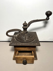 Antique Vintage Wood   Metal Coffee Grinder Dove Tailed Corners Detailed Patina