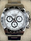 Custom White Dial Mod Chronograph Panda Style Stanless Steel Luxury Mens Watch