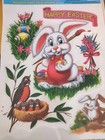Easter Vinyl Window Clings X9 Cross Bunny Eggs Flowers Spring Vintage 90s