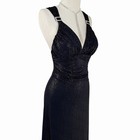 Navy Blue Gold Glitter Prom Dress Evening Gown Rhinestone Buckle Maxi Dress