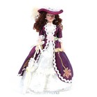 Victoria Dollhouse 1 12 Scale Mini Porcelain Doll Lady Feathered Purple Dress