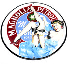 Magnolia Petroleum - Vintage Porcelain Sign - Pump Plate Petroliana Gas Station