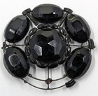 Antique Victorian Mourning Black Glass Pendant Funeral Circle Damaged C29-63