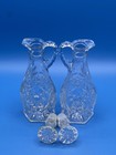 Set Of 2 Anchor Hocking Glass Early American Prescut Star Bottle Cruet