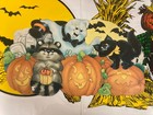 Vintage Halloween Fall Pumpkin Color Clings     Lot Of 9 Window Decorations