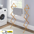 Space- Saving Collapsible Bamboo Laundry Drying Rack New  Free Shipping