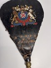 Antique Fireplace Bellows Wooden   Leather W  Brass Tip And Royal Crest
