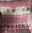 Vntg    50s Christmas Hostess Apron Poinsettias Pocket Mcm Holiday Cut N Sew Panel